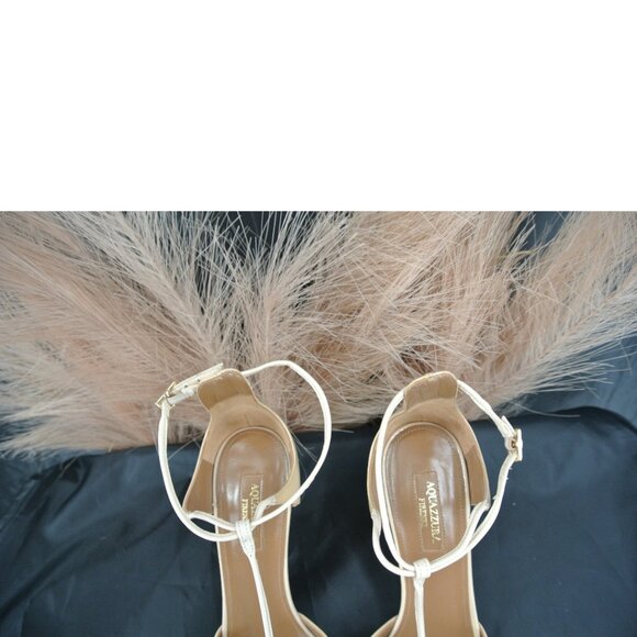 AQUAZZURA Cream/White Strappy Stiletto Sandals Euro 38 - Picture 11 of 16